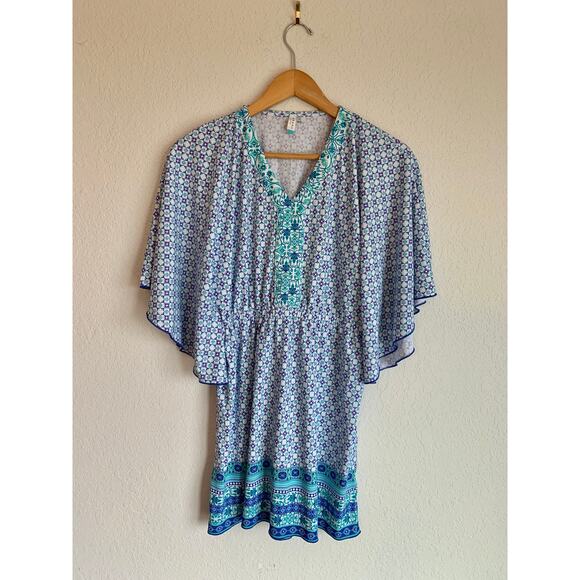 Cabana Life Blue Swim Coverup with Dramatic Sleeves - Picture 2 of 5